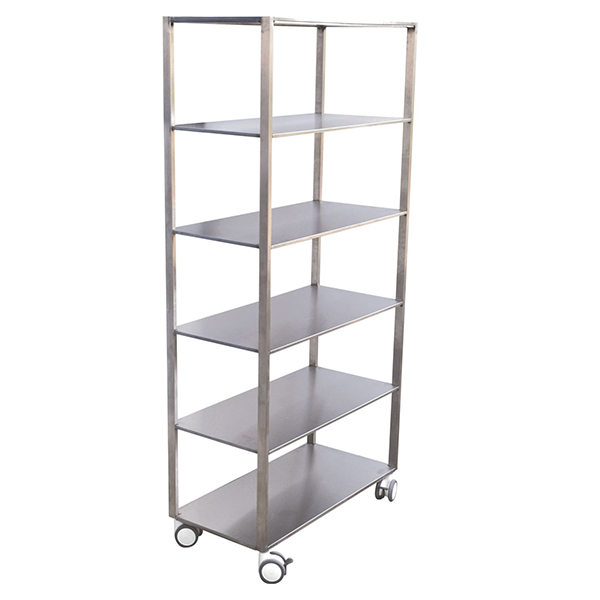 Armário/Prateleira em Aço Inox com Prateleiras e Rodízios - LI 1465